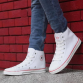 White with Green line Colourblocked High-Top Sneakers for Men